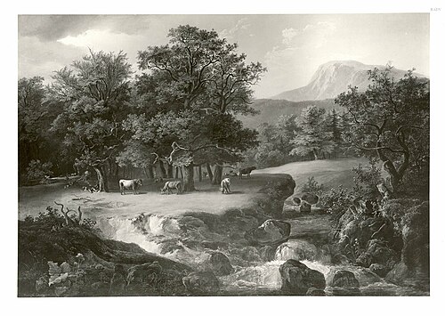 Landschaft mit Bach und Vieh, 1825, Friedrich Gauermann