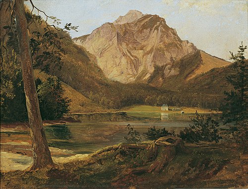 Der vordere Langbathsee mit dem Höllengebirge, 1829, Friedrich Gauermann