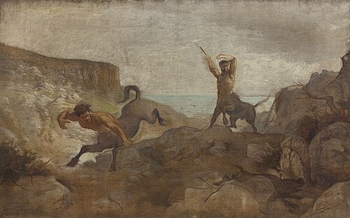 Centaurs Hunting Boars, 1866, Ludvig Abelin Schou