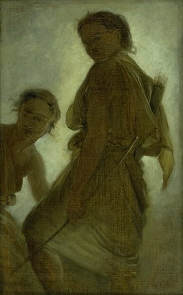 Diana with one of her Nymphs, 1865, Ludvig Abelin Schou