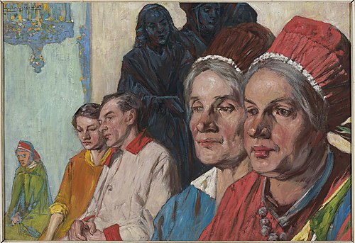 Church service in Levoča, 1922, Ludwik Stasiak