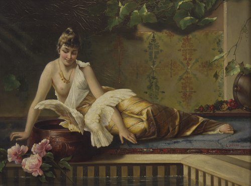 Woman and Parrot, 1880, Luigi Bechi