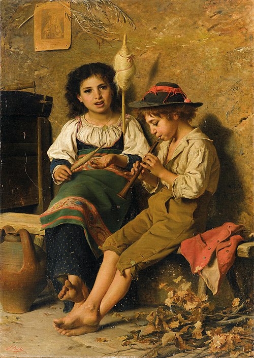 Spinner and flutist, 1900, Luigi Bechi
