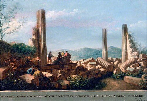 View of the Remains of the Temple (supposed to be of Castor and Pollux) in Agrigentum  (5 of 6), 1784, Luigi Mayer
