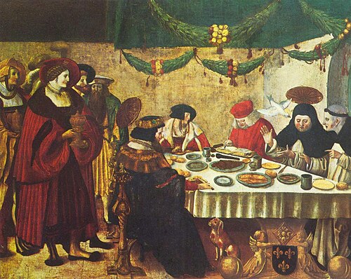 Saint Thomas of Aquin at the Table of King Louis the Saint, 1517, Niklaus Manuel