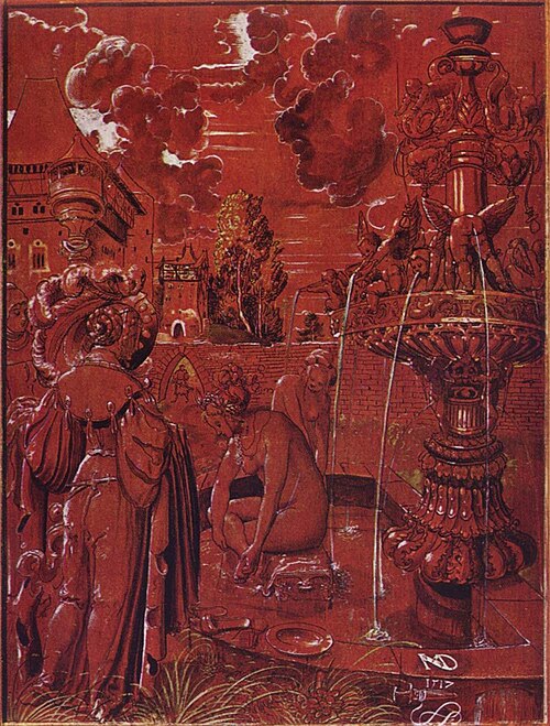 Bathsheba Bathing / Death as a Mercenary Embracing a Young Woman, 1517, Niklaus Manuel
