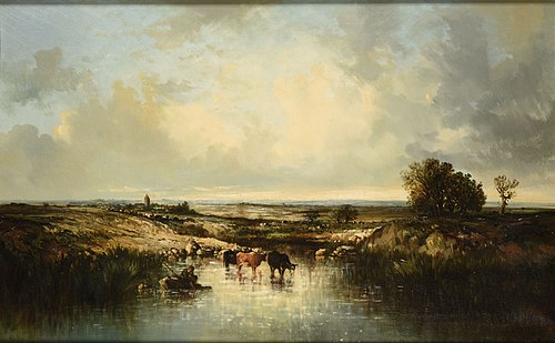 Animaux à l'abreuvoir, 1848, Léon-Victor Dupré