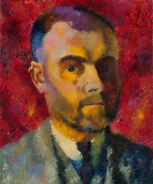 Selbstbildnis vor rotem Hintergrund, 1922, Augusto Giacometti