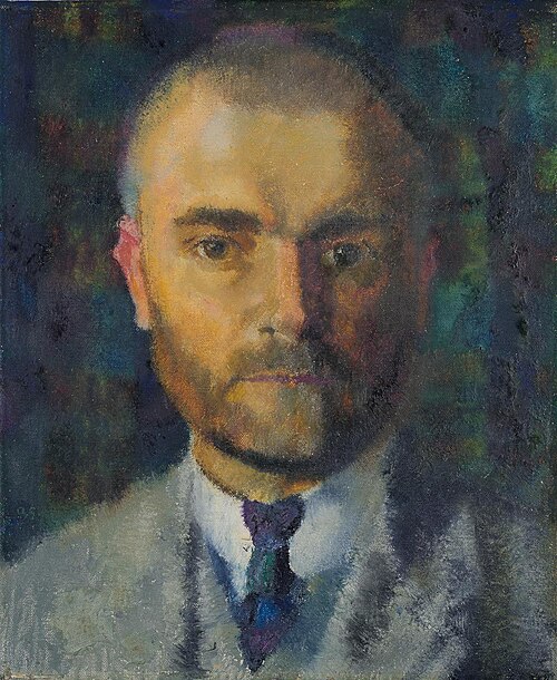 Selbstbildnis vor blauem Hintergrund, 1922, Augusto Giacometti