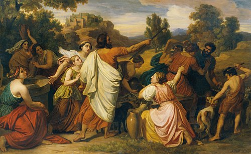 Moses beschützt die Töchter Requels, 1851, Carl Rahl