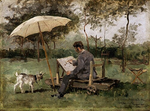 Armand Heins Painting Outdoors, 1881, Théo van Rysselberghe