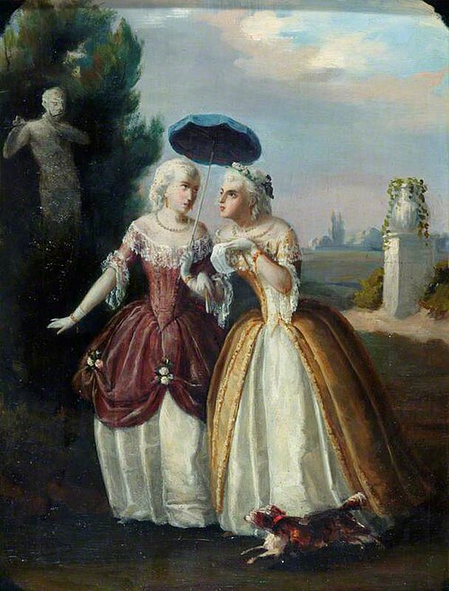 Ladies in Conversation: An Eighteenth Century Costume Piece, 1848, François Bocion