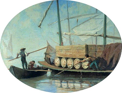 A Lake Geneva 'Bateau' (sailing barge), 1855, François Bocion