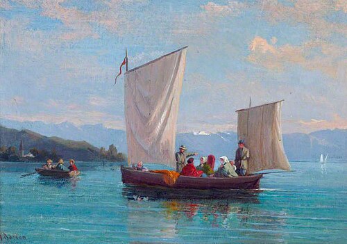 A Sailing Boat and a Rowing Boat, , François Bocion