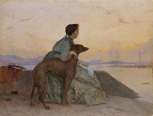 Madame Bocion et son chien domestique, 1871, François Bocion