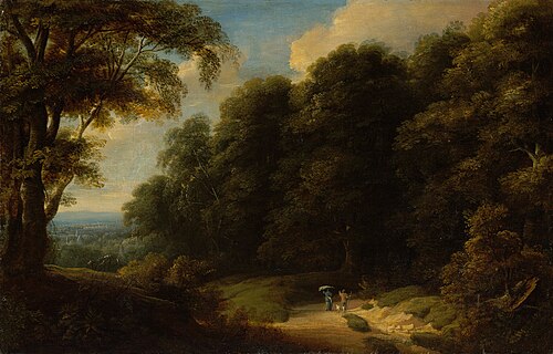 The Sonian Forest with travellers on a path, 1650, Peeter Snayers
