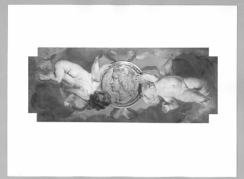 Raffael - Wappen halten die Putten, 1864, Hans Canon