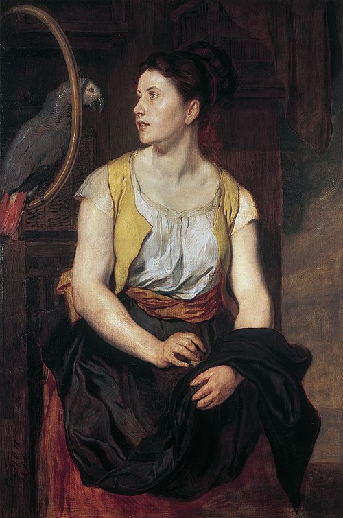 Jeune fille au perroquet, 1876, Hans Canon
