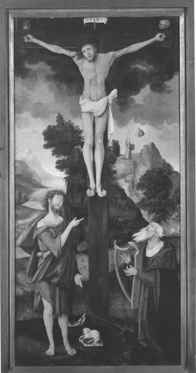 Kreuzigung Christi mit Johannes dem Täufer und König David (Allegorie von Gesetz und Gnade), 1520, Hans Leonhard Schäufelein
