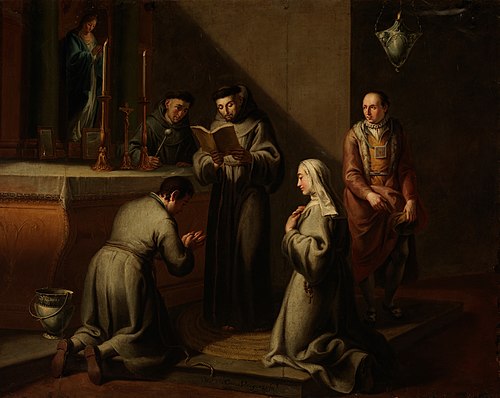 San Francisco impone hábito de la Orden Tercera al caballero Luquerio y a su esposa Buenadonna, 1788, Manuel de la Cruz