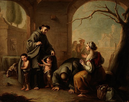 San Francisco cubriendo con su hábito a unos niños, 1788, Manuel de la Cruz