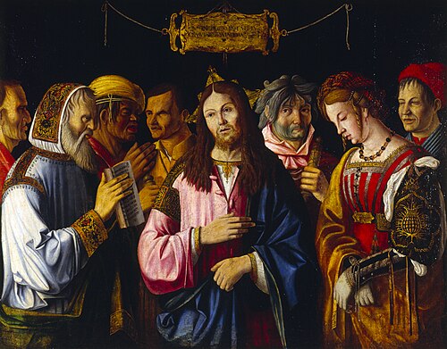 Christ and the adulteress (John 8:2-11), 1505, Marco Marziale