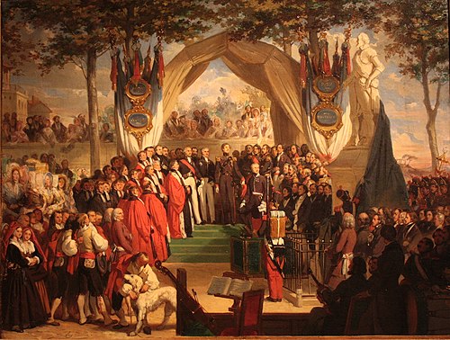 Inauguration de la statue de Henri IV sur la place Royale de Pau par S.A.R. Mgr le duc de Montpensie, 1843, Eugène Devéria