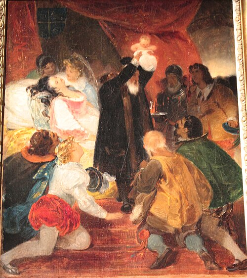 Naissance de Henri IV, esquisse, 1827, Eugène Devéria