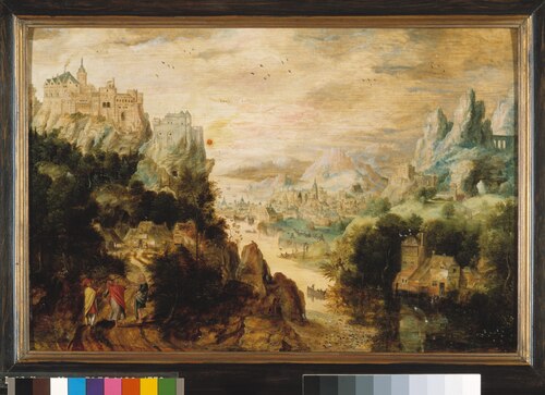 Landschap met Christus en de Emmausgangers, 1524, Henri Bles