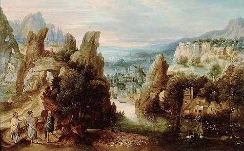 Landschaft mit dem Gang nach Emmaus, 1537, Henri Bles