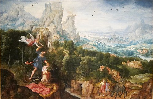 Landscape with the Offering of Isaac, 1540, Henri Bles
