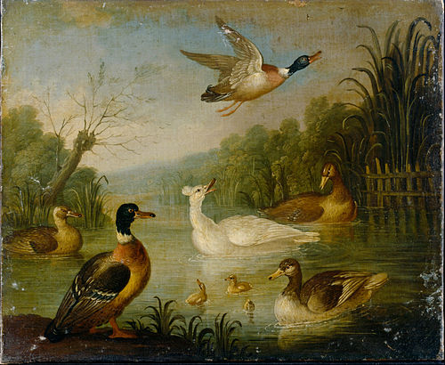 Mallards on a Pond, 1716, Marmaduke Cradock