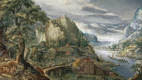 A River Valley with Iron Smelter, 1600, Marten van Valckenborch