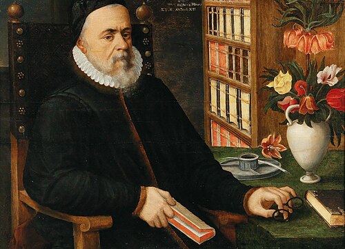 Portrait of mogelijk Carolus Clusius (1526-1609), 1589, Marten van Valckenborch