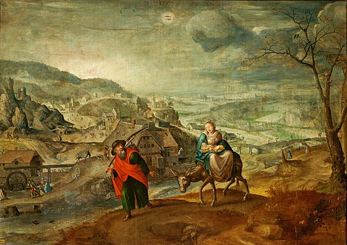Flight into Egypt (February), 1585, Marten van Valckenborch