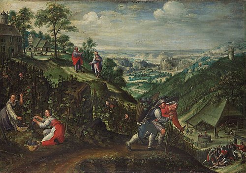 Oktober: de gelijkenis van de onrechtvaardige pachterstwaalf maanden), 1585, Marten van Valckenborch