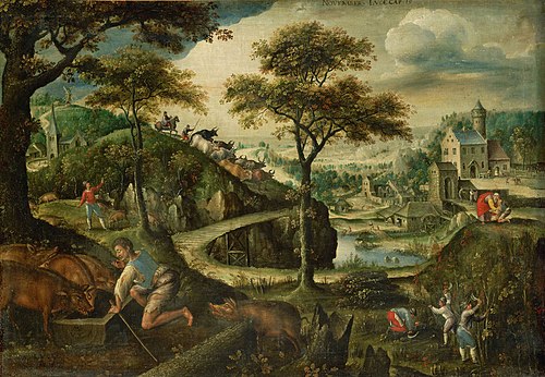 Parable of the prodigal son (November), 1585, Marten van Valckenborch