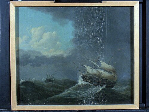 Fregat bij hoge zee, 1844, Martinus Schouman