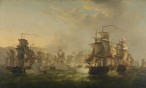 The Encounter of the Dutch and the English Fleet during the Voyage of the Dutch Flotilla to Boulogne, 1806, Martinus Schouman