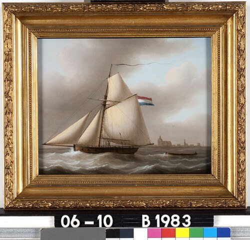 Zeegezicht met schip met volle zeilen, 1824, Martinus Schouman
