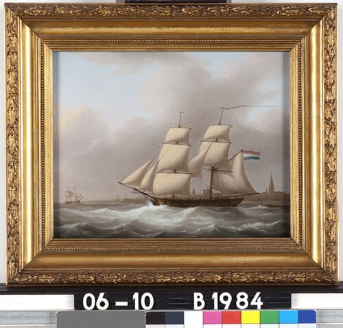 Zeegezicht met schip met volle zeilen, 1824, Martinus Schouman