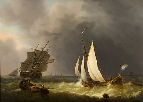 Schepen in een storm, , Martinus Schouman