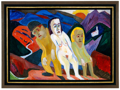 Drei Menschen in Landschaft, 1926, Hermann Scherer