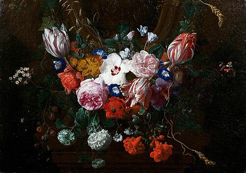 Flowers beneath a Cartouche, 1676, Nicolaes van Verendael