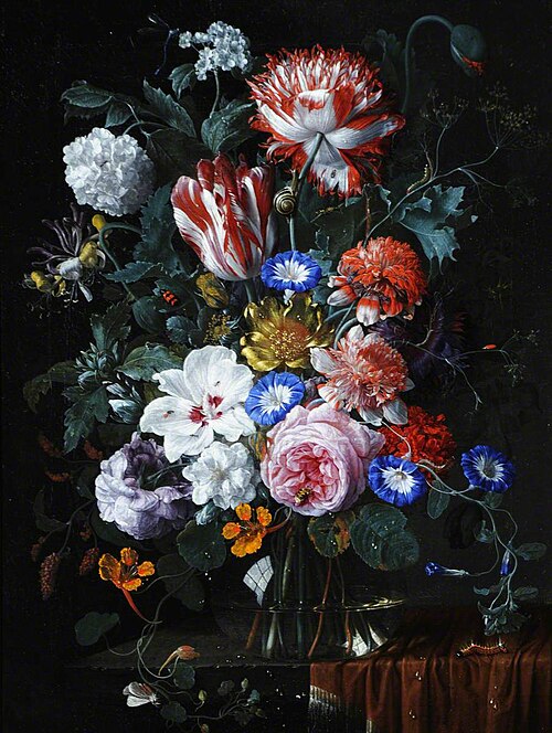 Flowerpiece with Tulips, Roses, Convolvuli and other Flowers, 1677, Nicolaes van Verendael