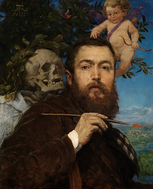 Autoportrait avec la Mort et l'Amour, 1875, Hans Thoma