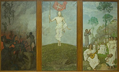 Ostertriptychon: Gefilde der Seligen (Das Paradies), 1907, Hans Thoma