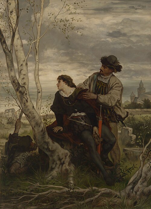 Hamlet und Horatio am Grabe Ophelias, 1872, Hans Thoma