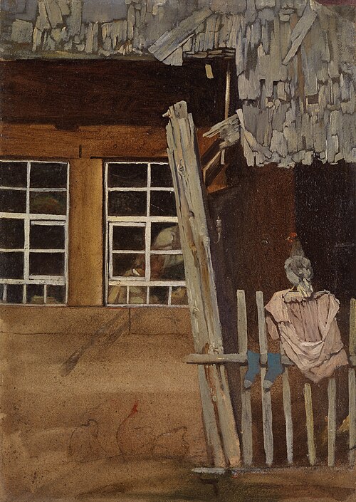Farmhouse corner with garden fence and chicken, 1862, Hans Thoma