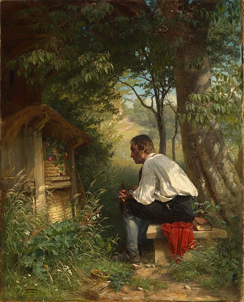 The bee friend, 1863, Hans Thoma